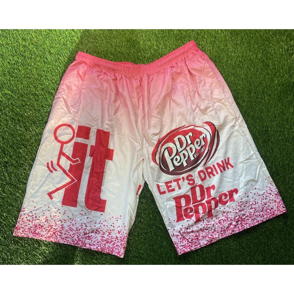 Dr Pepper Swim Trunks Men Sz 4XL Pink Rare EUC